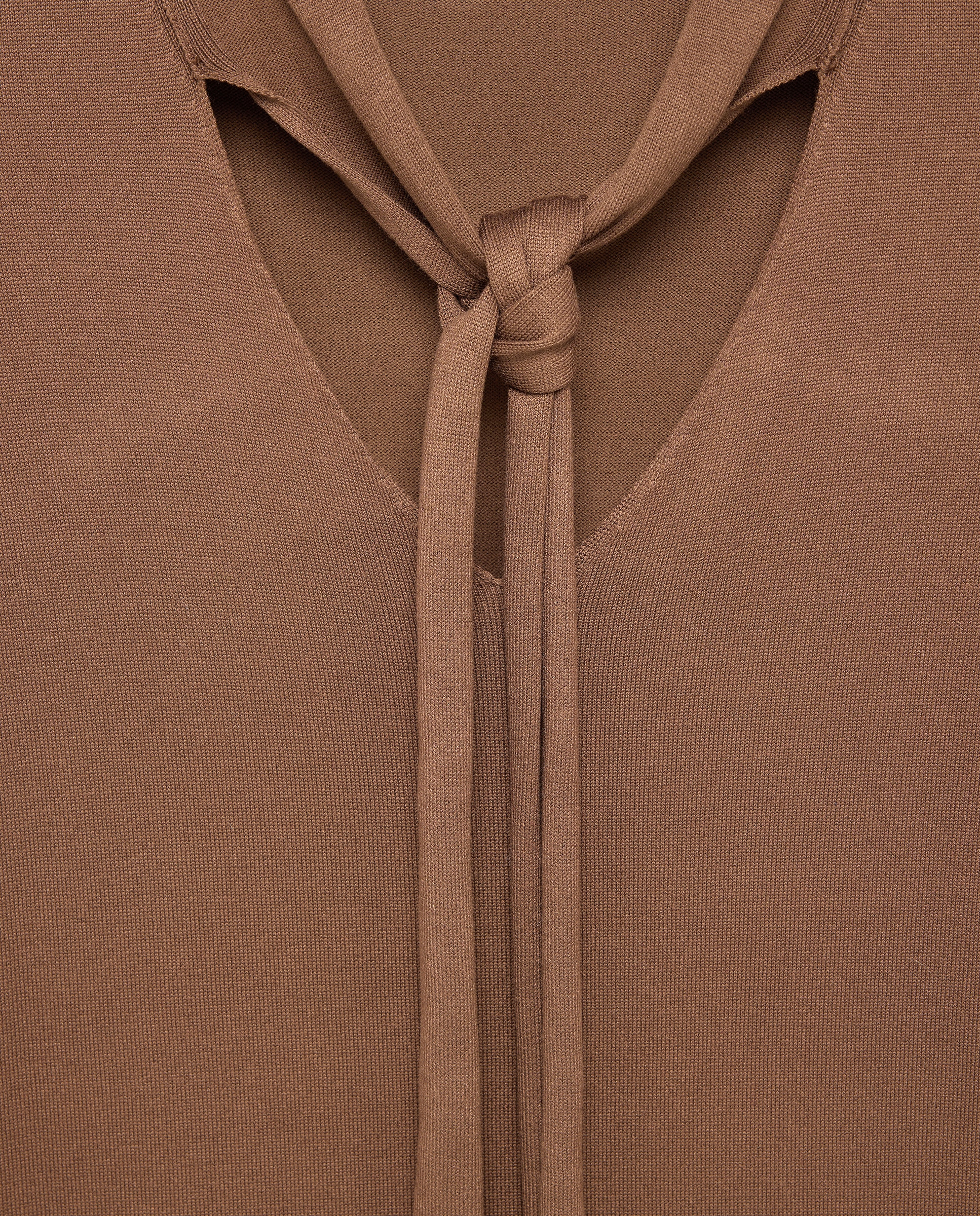Vestido de punto de mujer con fular Marrón-5