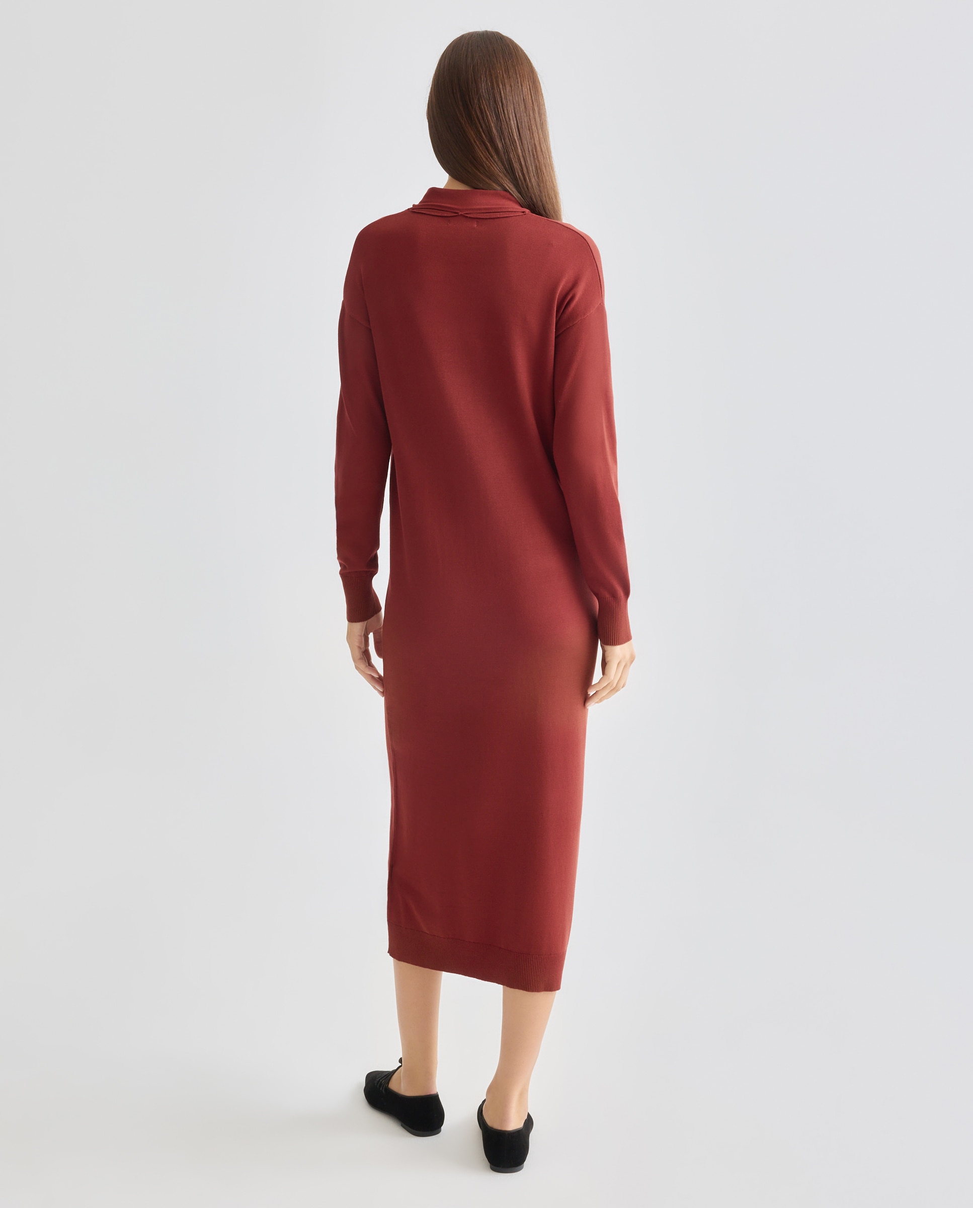 Vestido de punto de mujer con fular 610 Carmín-3