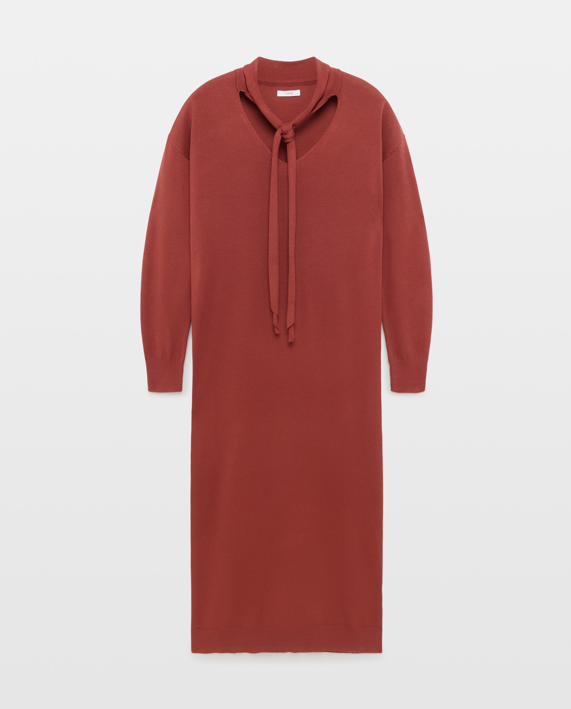 Vestido de punto de mujer con fular 610 Carmín-4