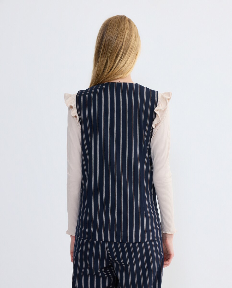 Chaleco de mujer sastrero combinado Azul marino-3