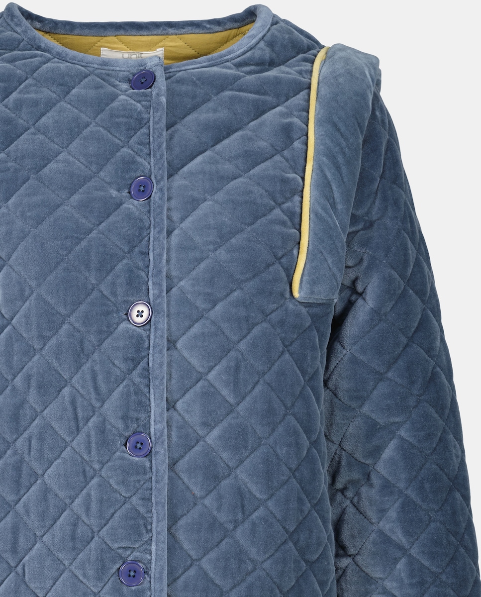 Chaqueta de mujer de pana lisa combinada Azul oscuro-6