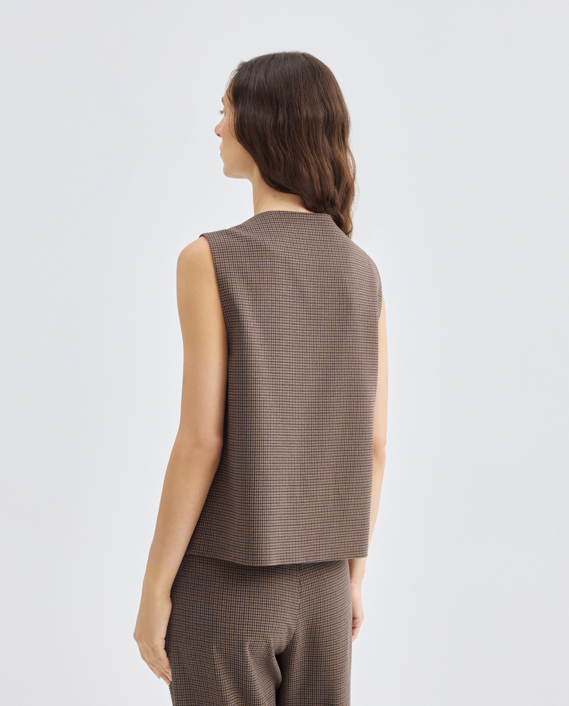 Chaleco de mujer de rayas total look Marrón-3