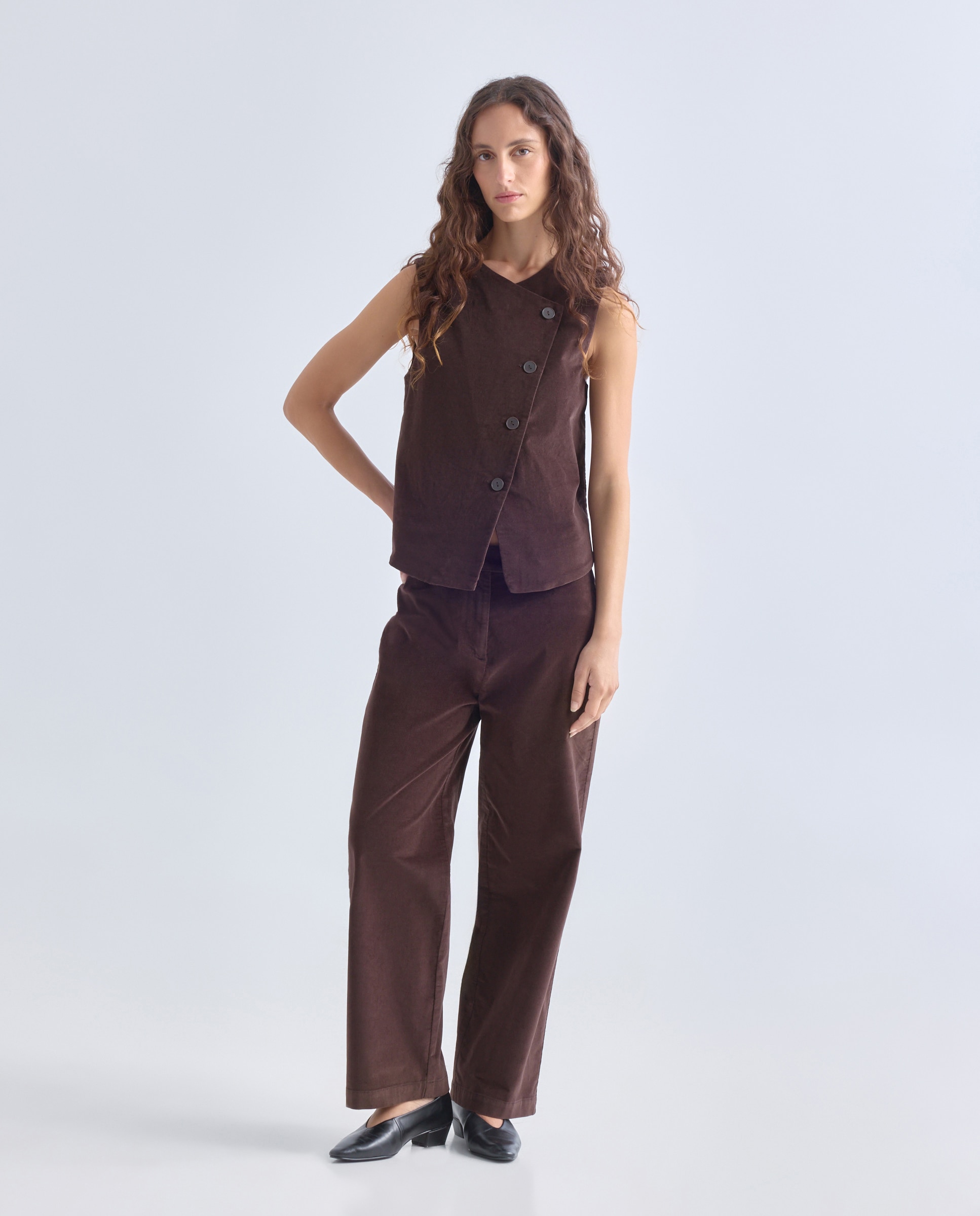Chaleco de mujer velvet total look Chocolate-2