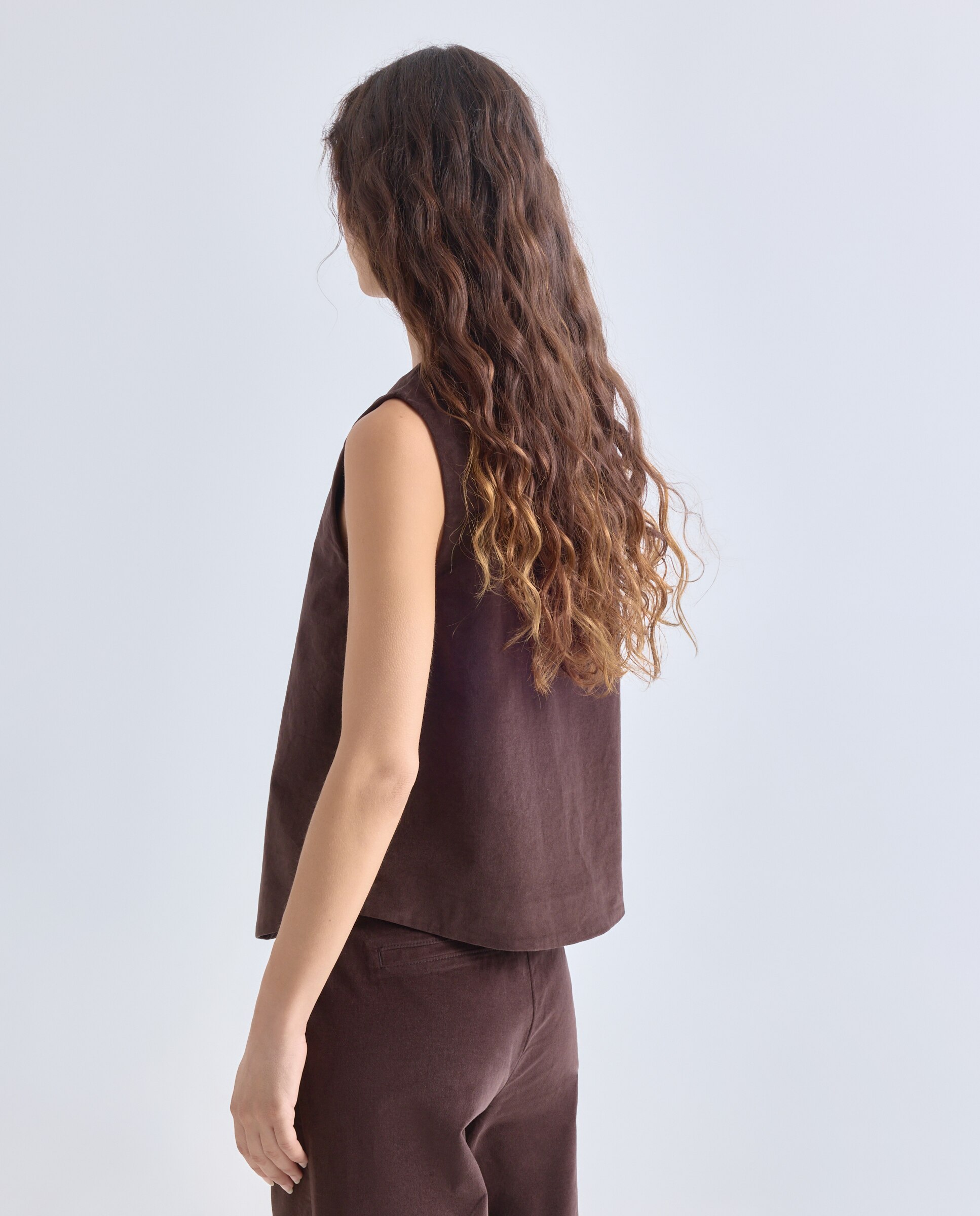 Chaleco de mujer velvet total look Chocolate-3