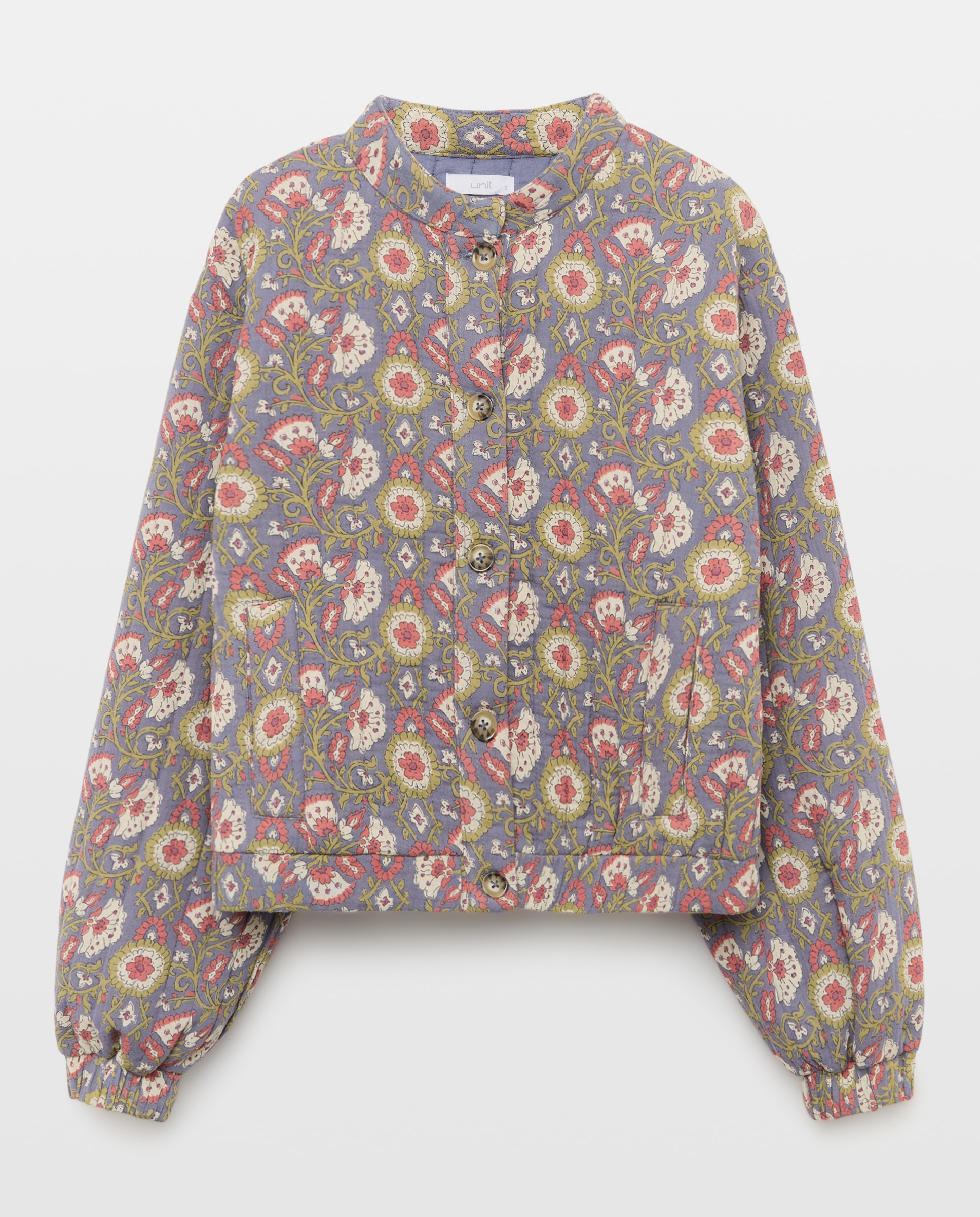 Chaqueta de mujer bomber de flores Azul-4