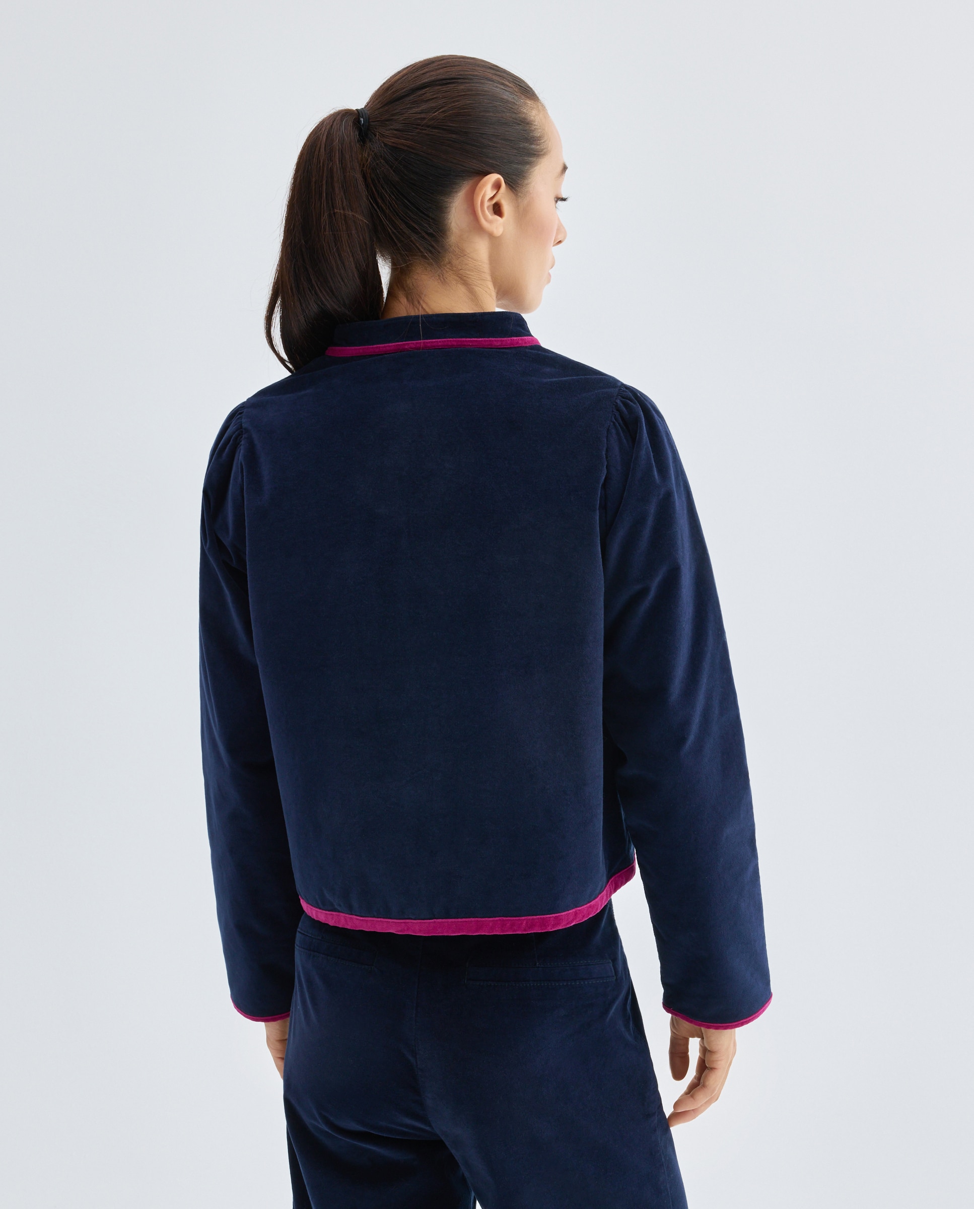Chaqueta de mujer de pana total look Azul marino-3