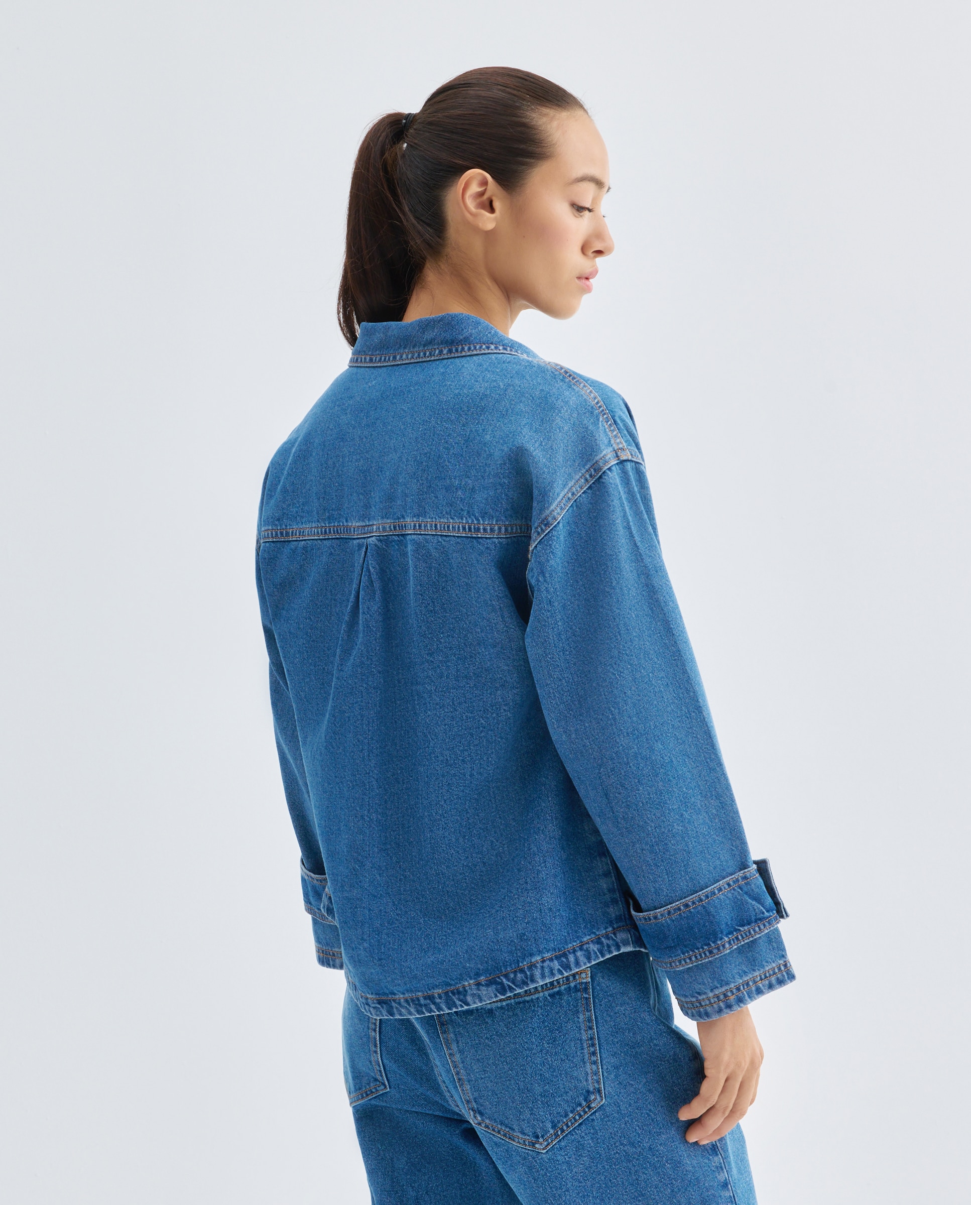 Chaqueta de mujer vaquera total look Azul pálido-3