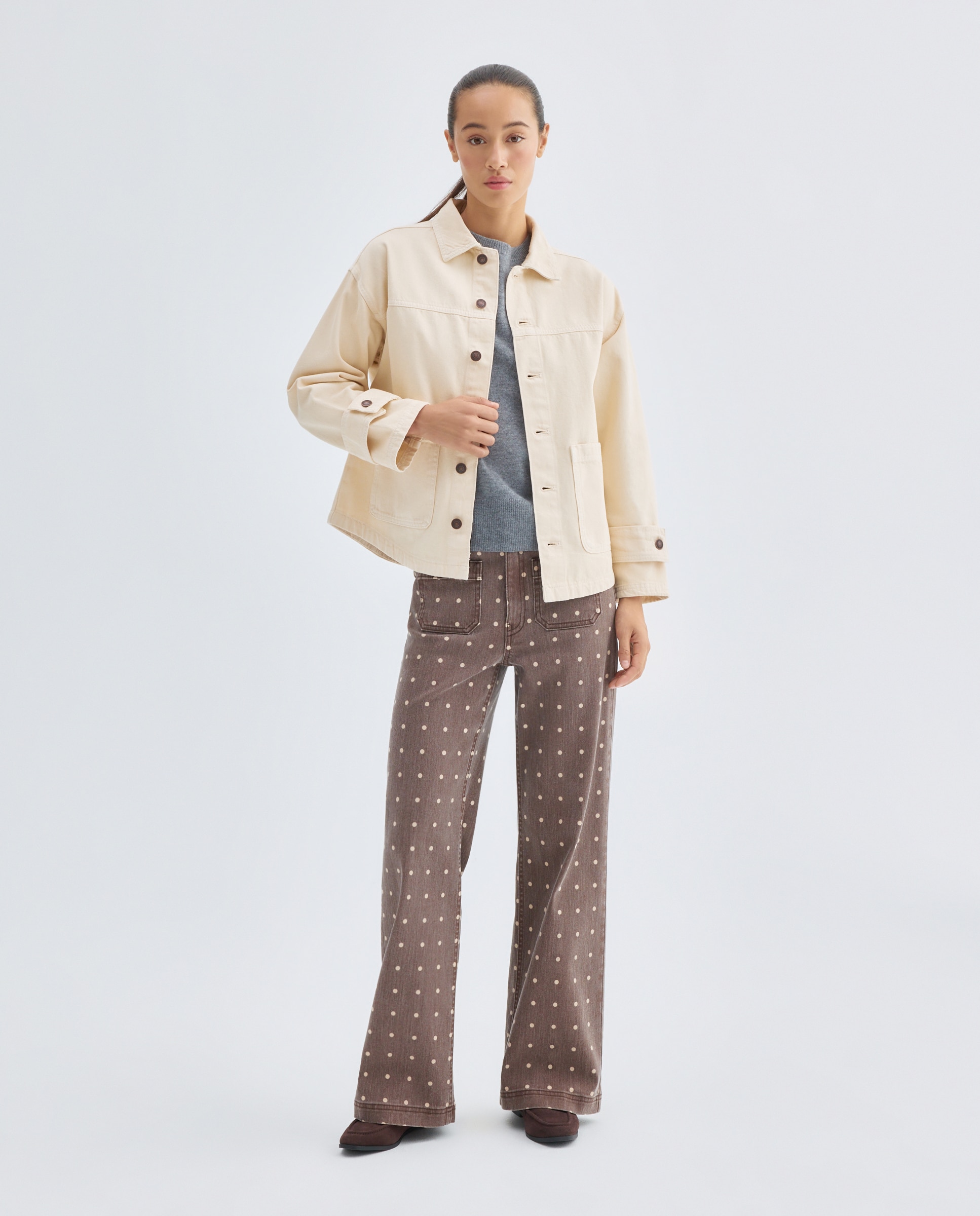 Chaqueta de mujer de algodón total look 120 Crudo-2