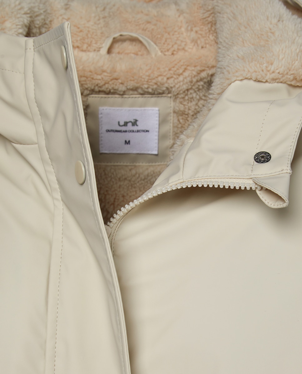 Chubasquero de mujer engomado con capucha Visón claro-5