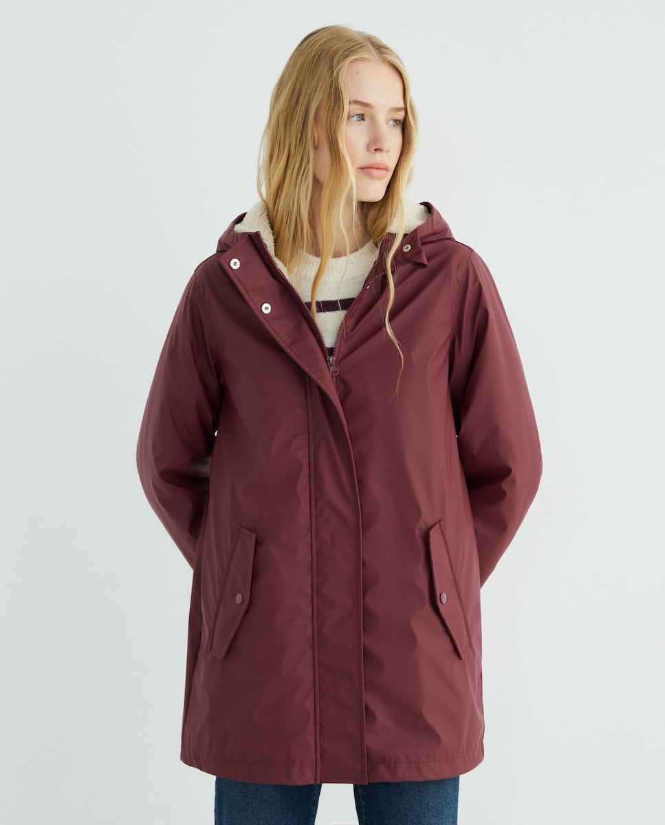 Chubasquero de mujer engomado con capucha 230 Rosa oscuro-2