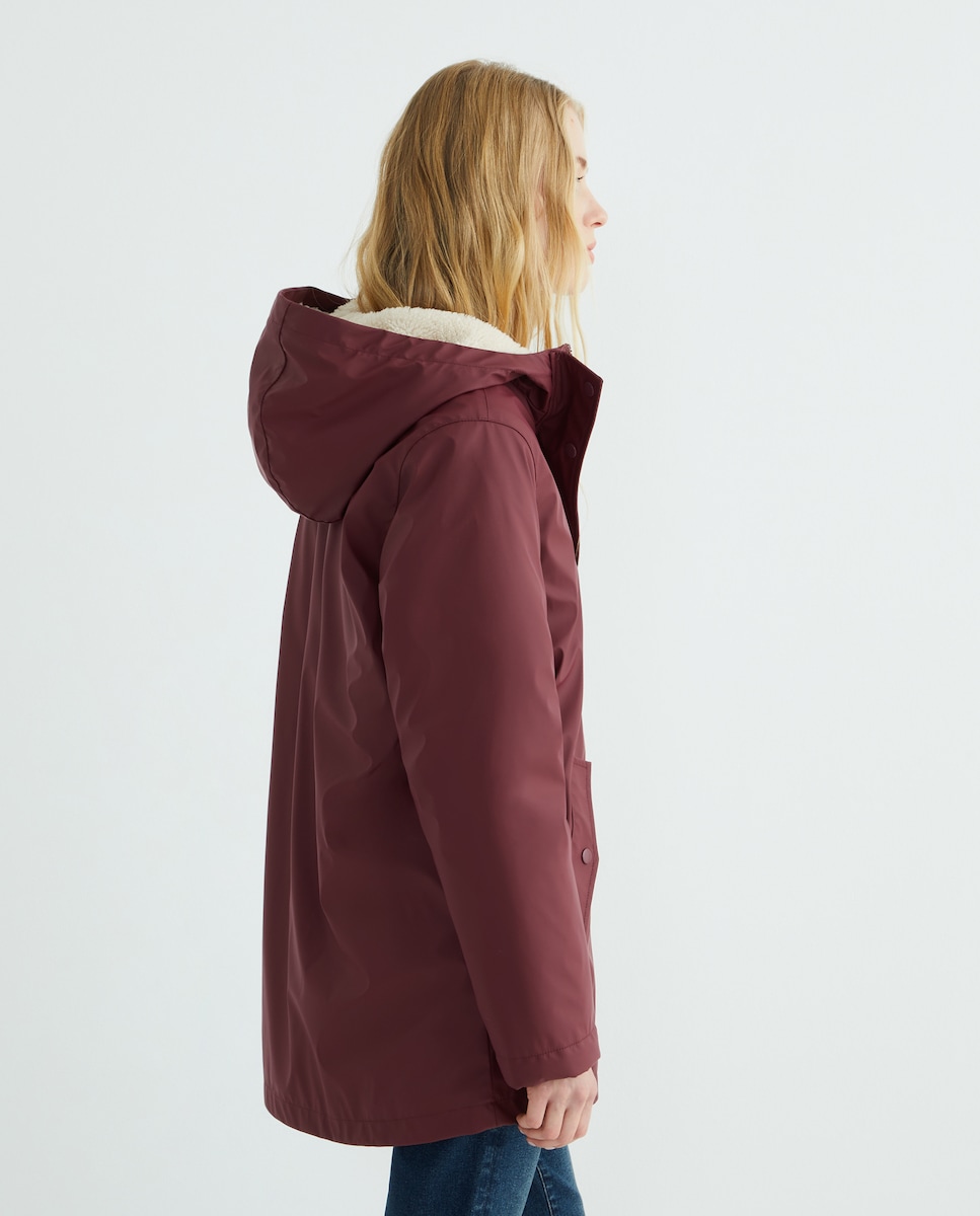 Chubasquero de mujer engomado con capucha 230 Rosa oscuro-4
