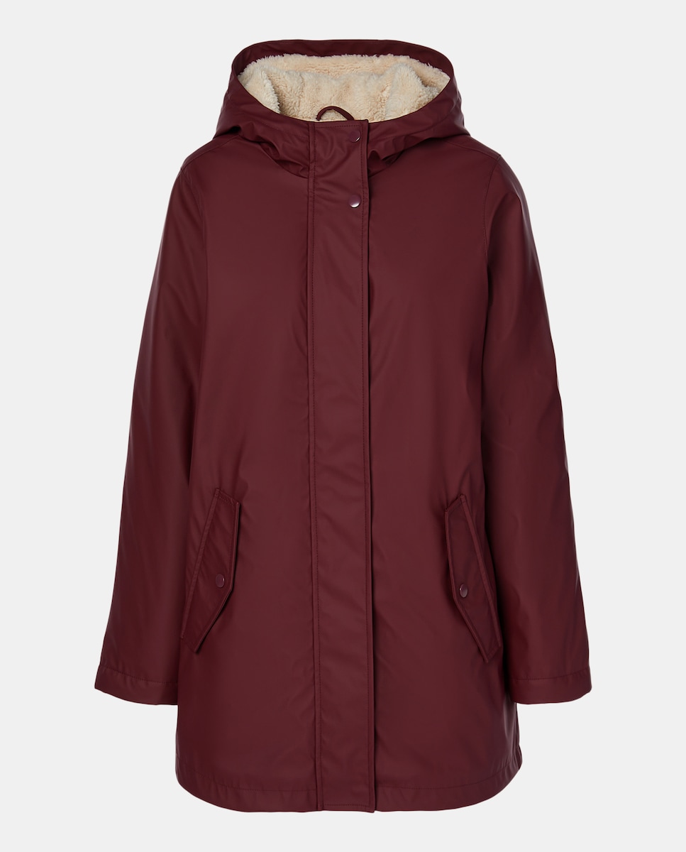 Chubasquero de mujer engomado con capucha 230 Rosa oscuro-5