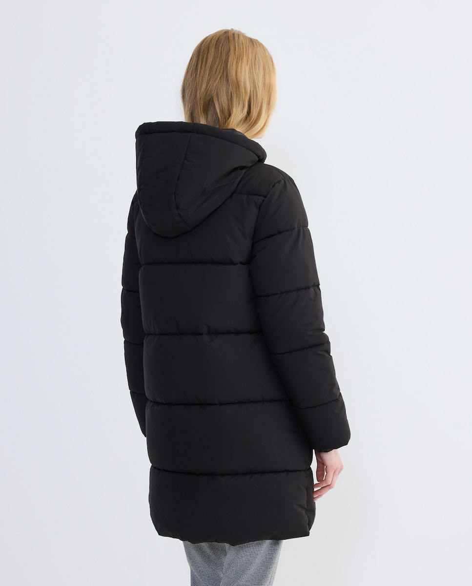 Parka anorak de mujer con capucha ajustable Negro-4