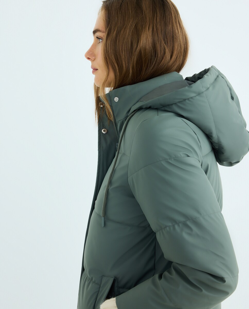 Parka de mujer acolchada y engomada 520 Kaki-2
