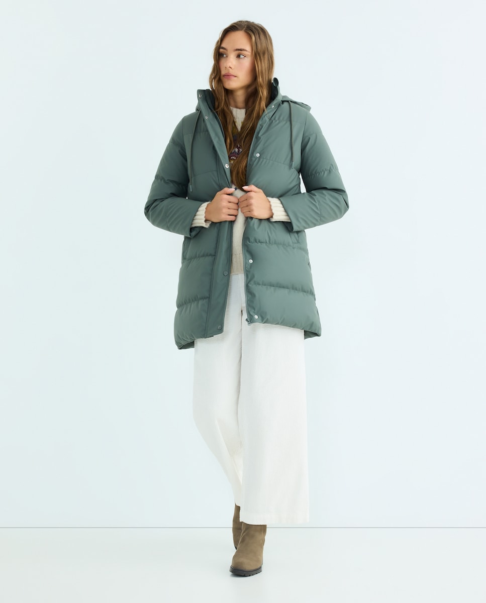 Parka de mujer acolchada y engomada 520 Kaki-3