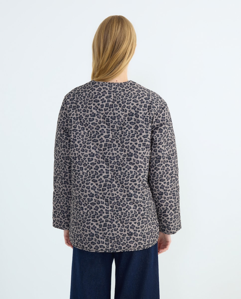 Parka corta de mujer acolchada animal print Multicolor-2