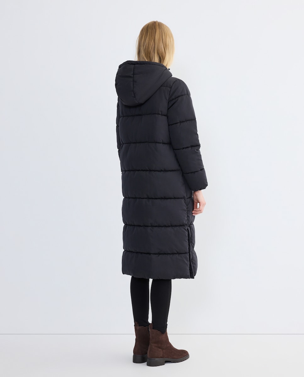 Parka midi de mujer acolchada Negro-3