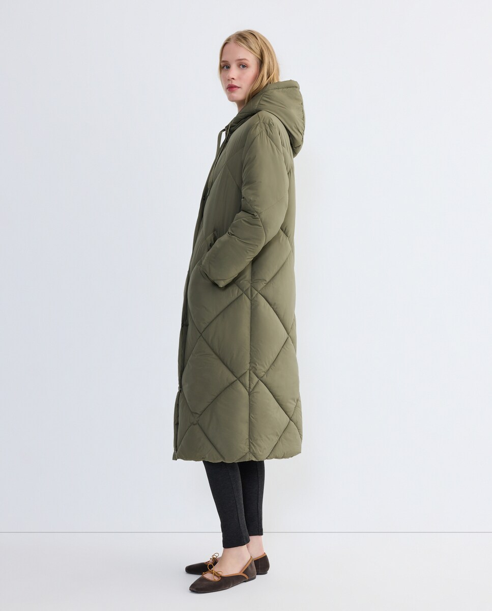 Parka de mujer acolchada con capucha 530 Verde oscuro-1