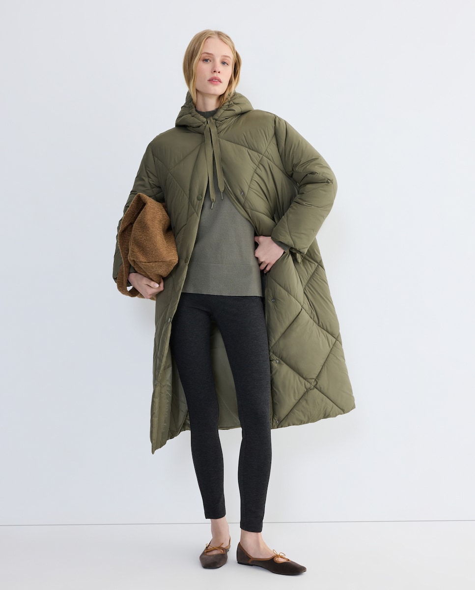 Parka de mujer acolchada con capucha 530 Verde oscuro-2