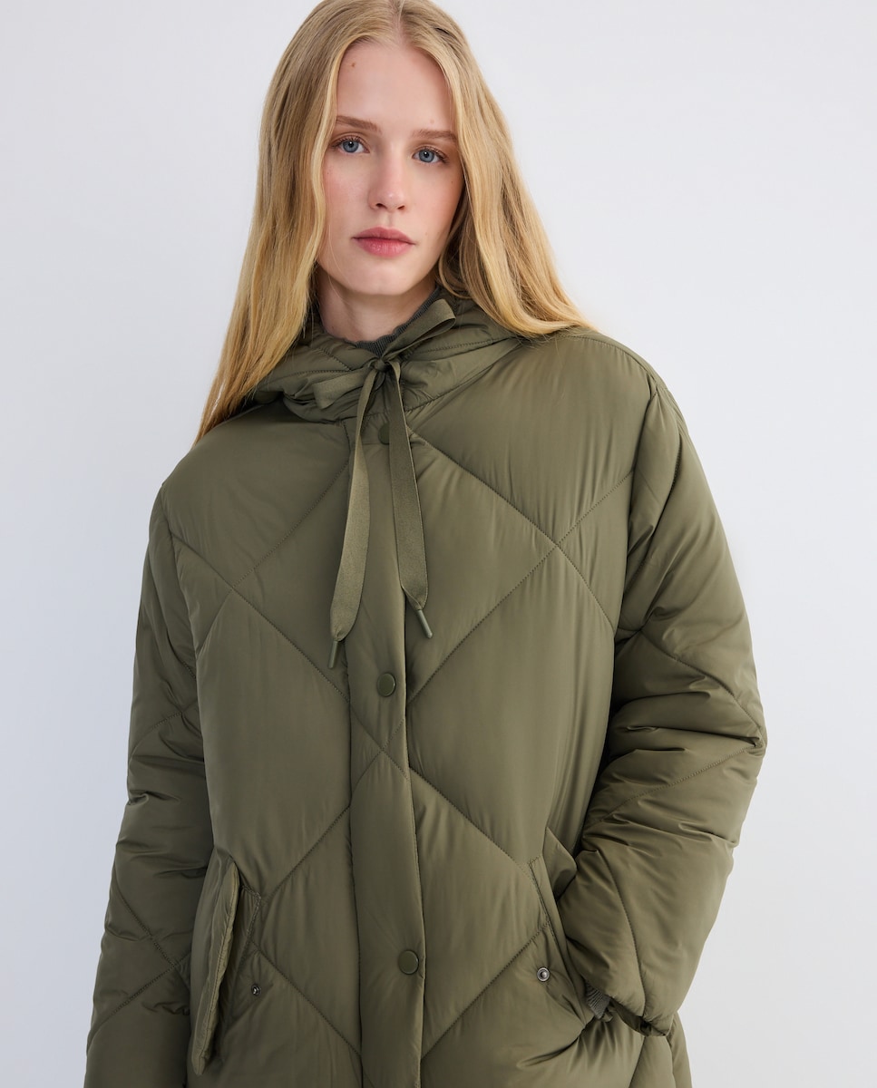 Parka de mujer acolchada con capucha 530 Verde oscuro-3