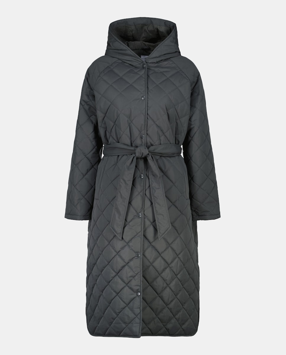 Parka de mujer acolchada con cinturón Plomo-4
