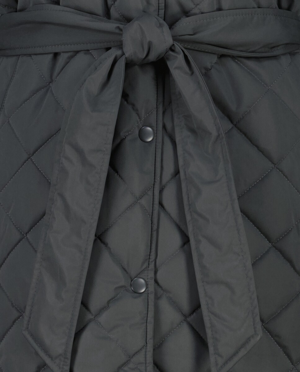 Parka de mujer acolchada con cinturón Plomo-5