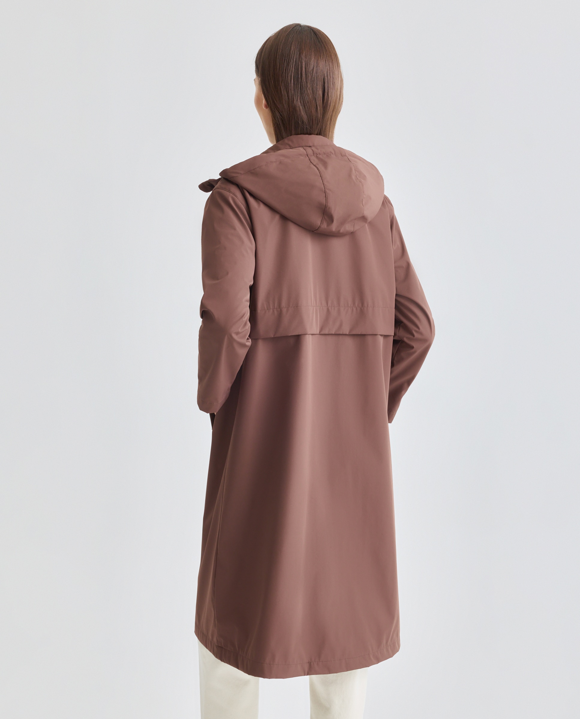 Parka nautica ligera de mujer con capucha Marrón-3