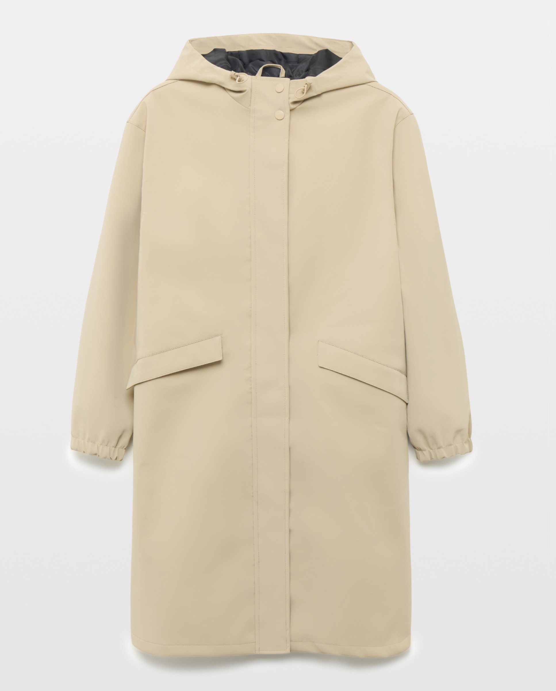 Chubasquero ligero de mujer con capucha Beige-4
