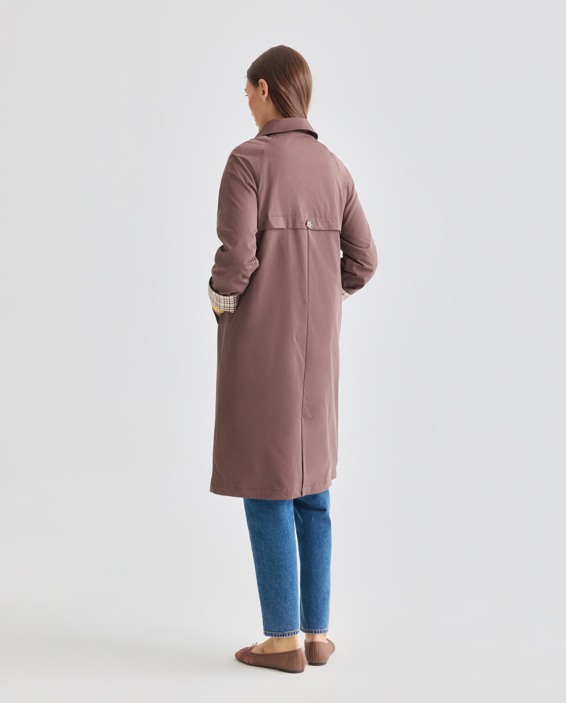 Gabardina larga de mujer Marrón-3