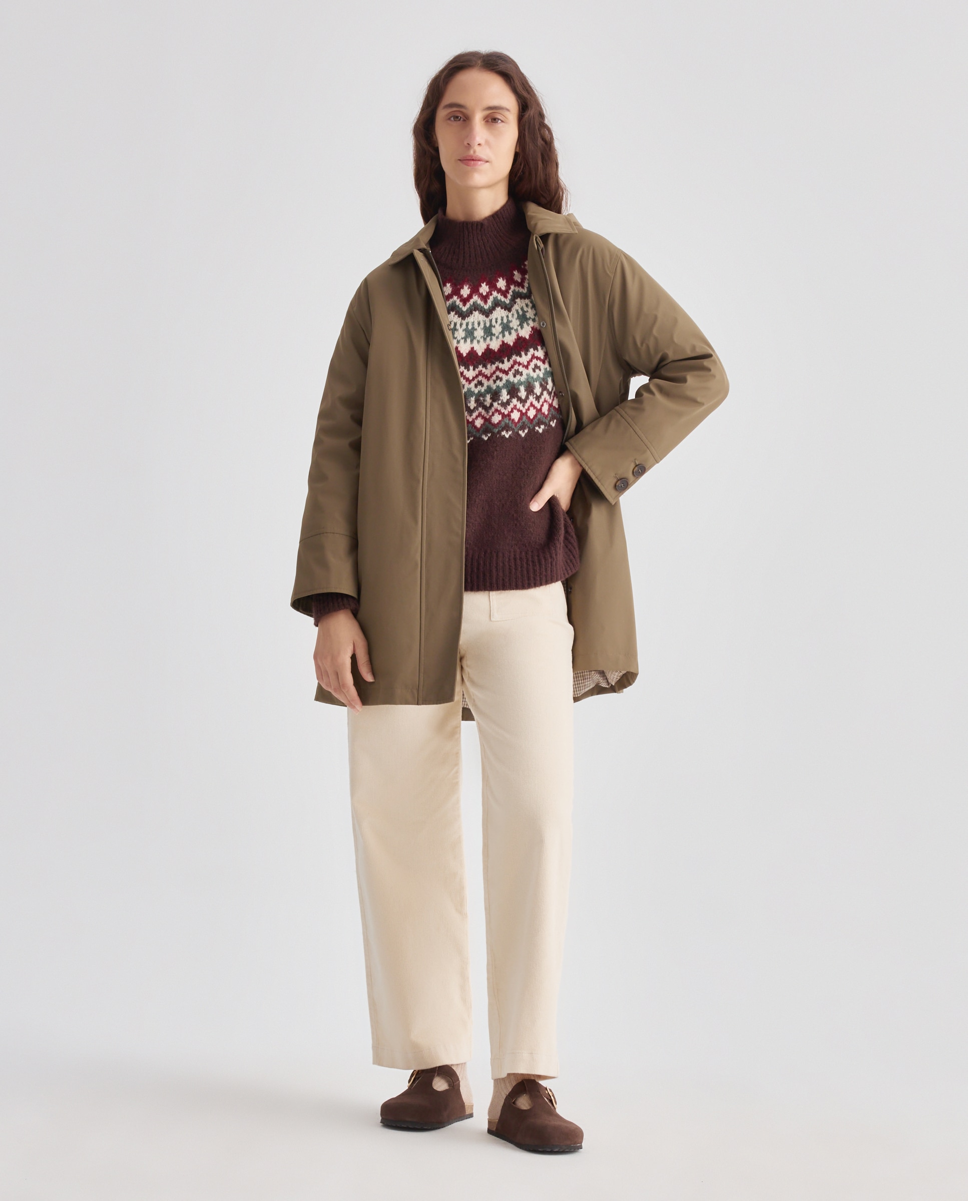 Parka náutica de mujer acolchada con capucha Pistacho-2