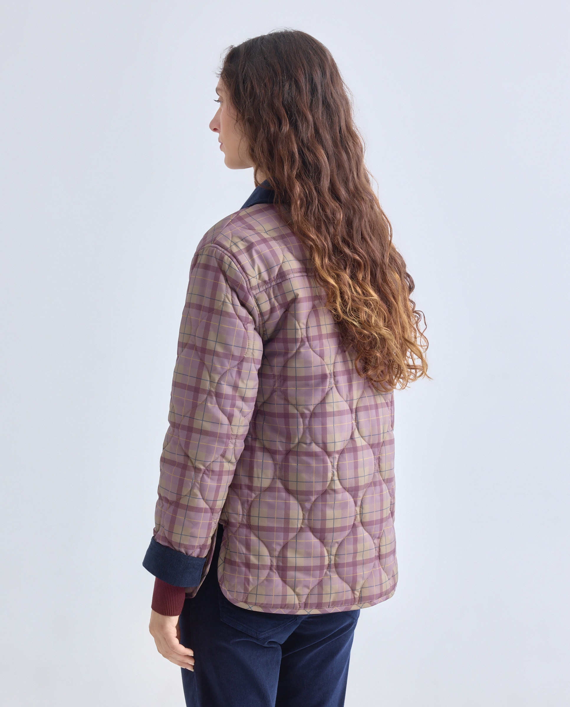 Chaqueta de mujer tipo Husky de cuadros Multicolor-3