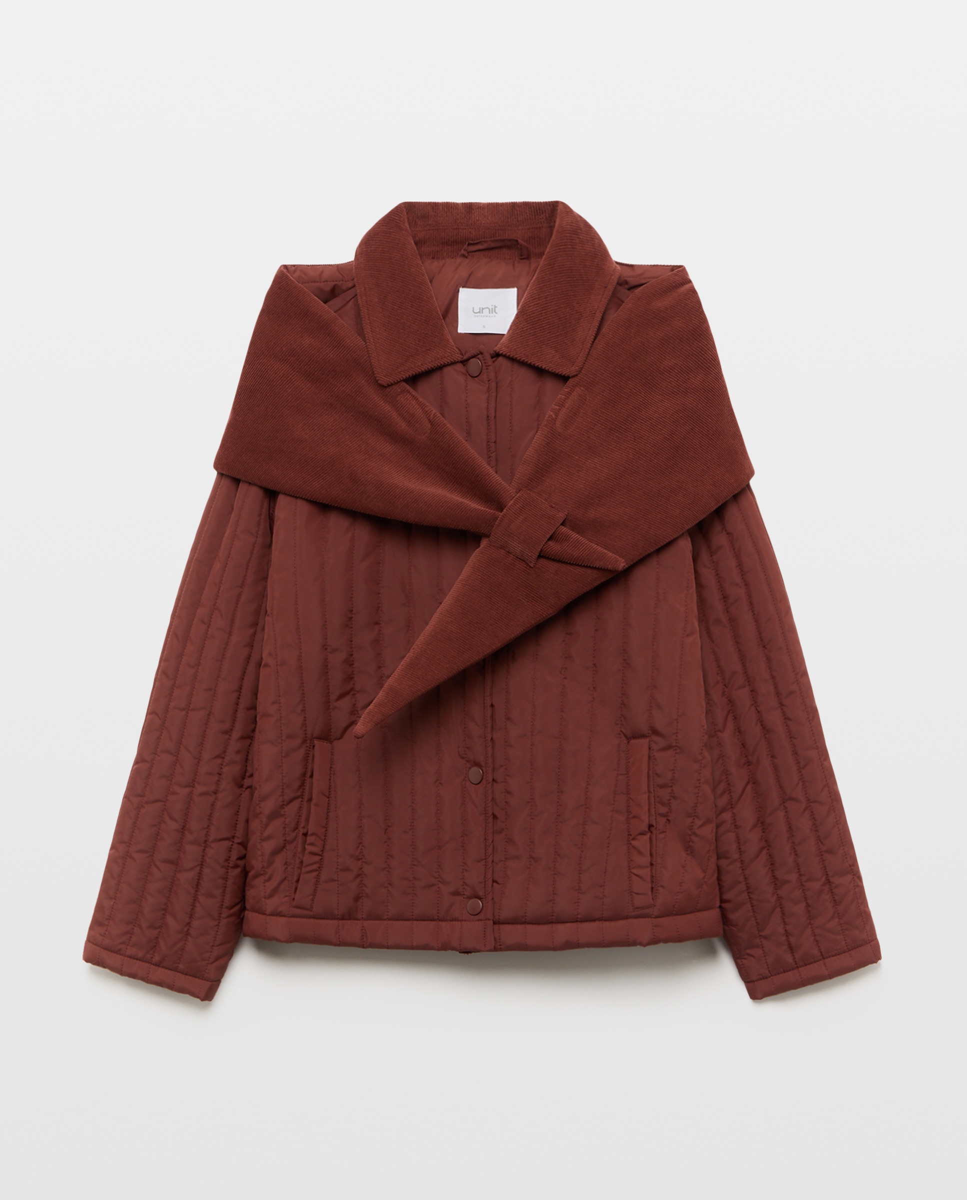 Chaqueta de mujer acolchado vertical con pañoleta 740 Tabaco-5