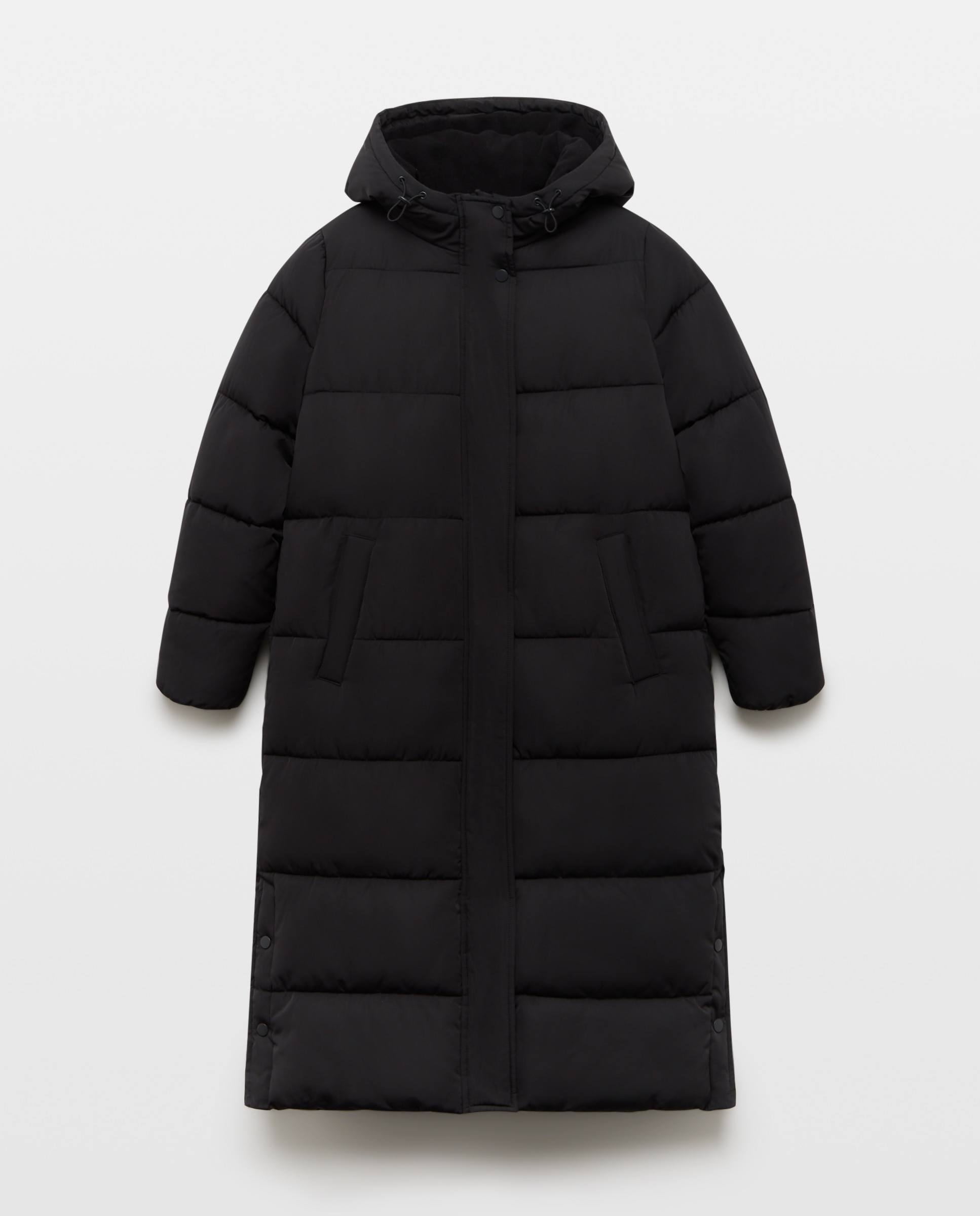 Parka de mujer acolchada con forro polar Negro-4