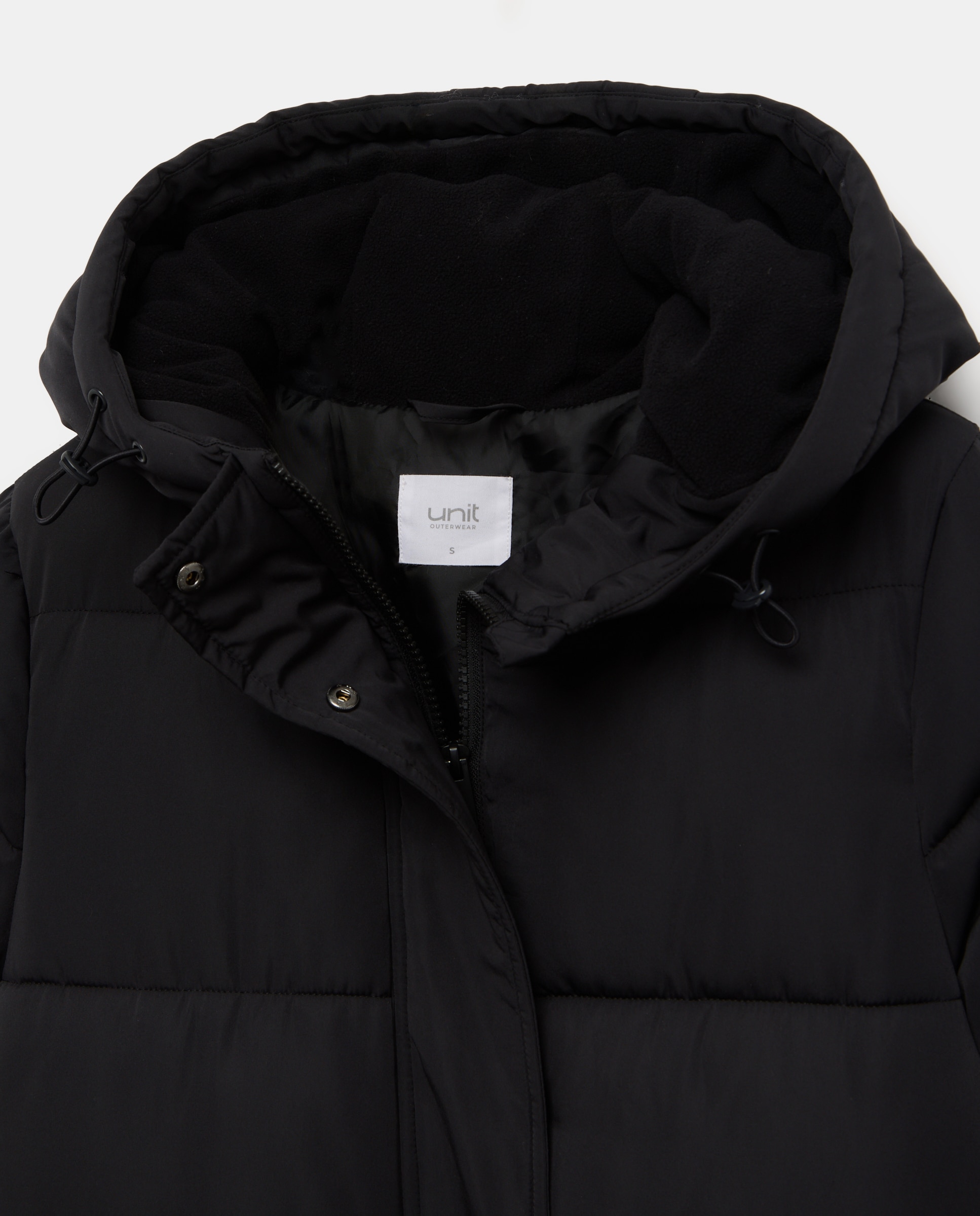 Parka de mujer acolchada con forro polar Negro-5