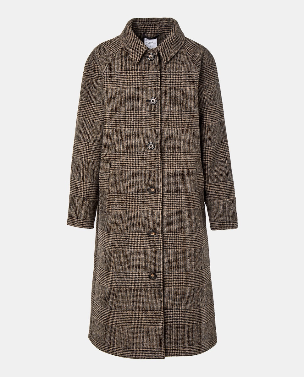 Abrigo de paño de mujer con puño abotonado Marrón-5