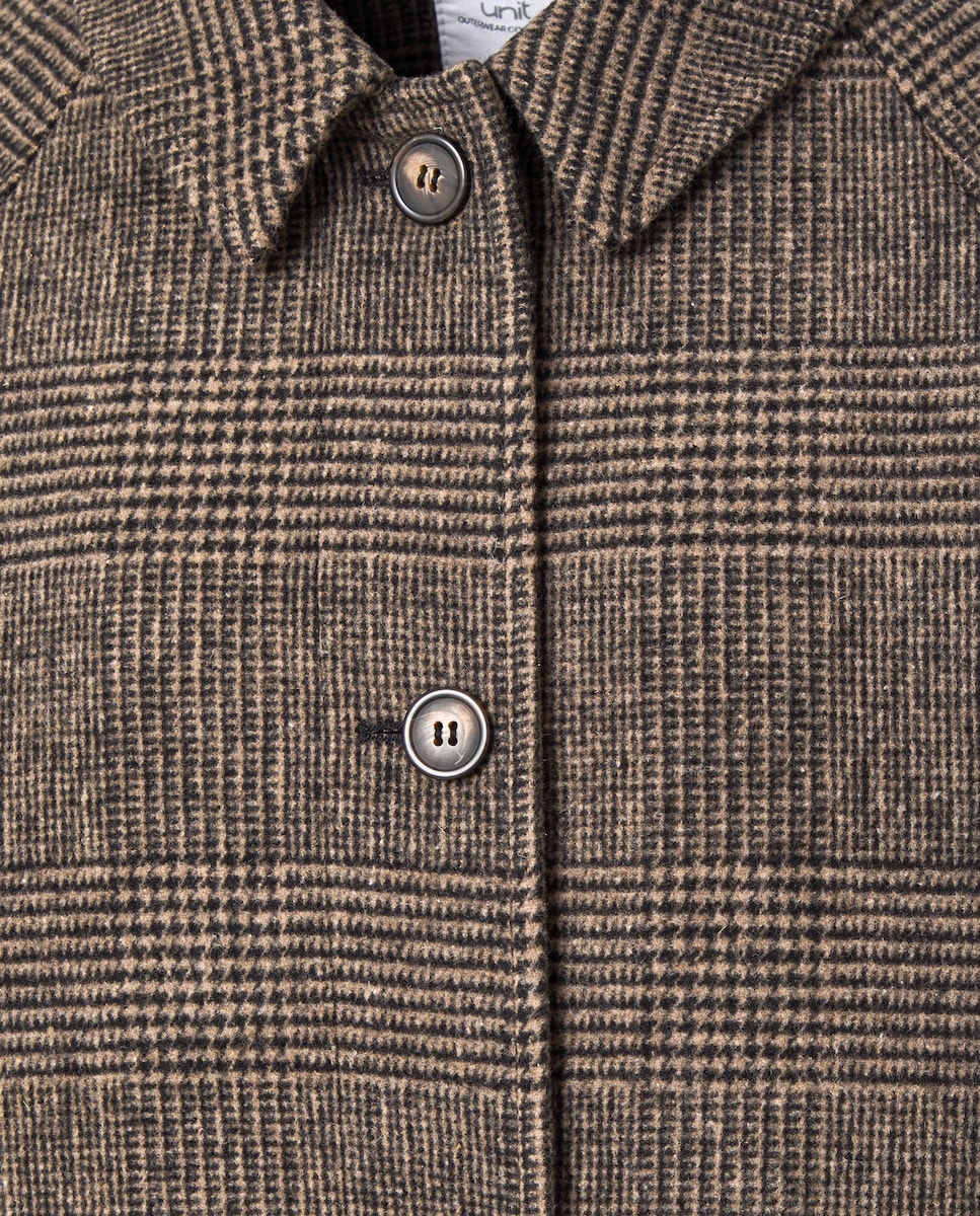 Abrigo de paño de mujer con puño abotonado Marrón-6