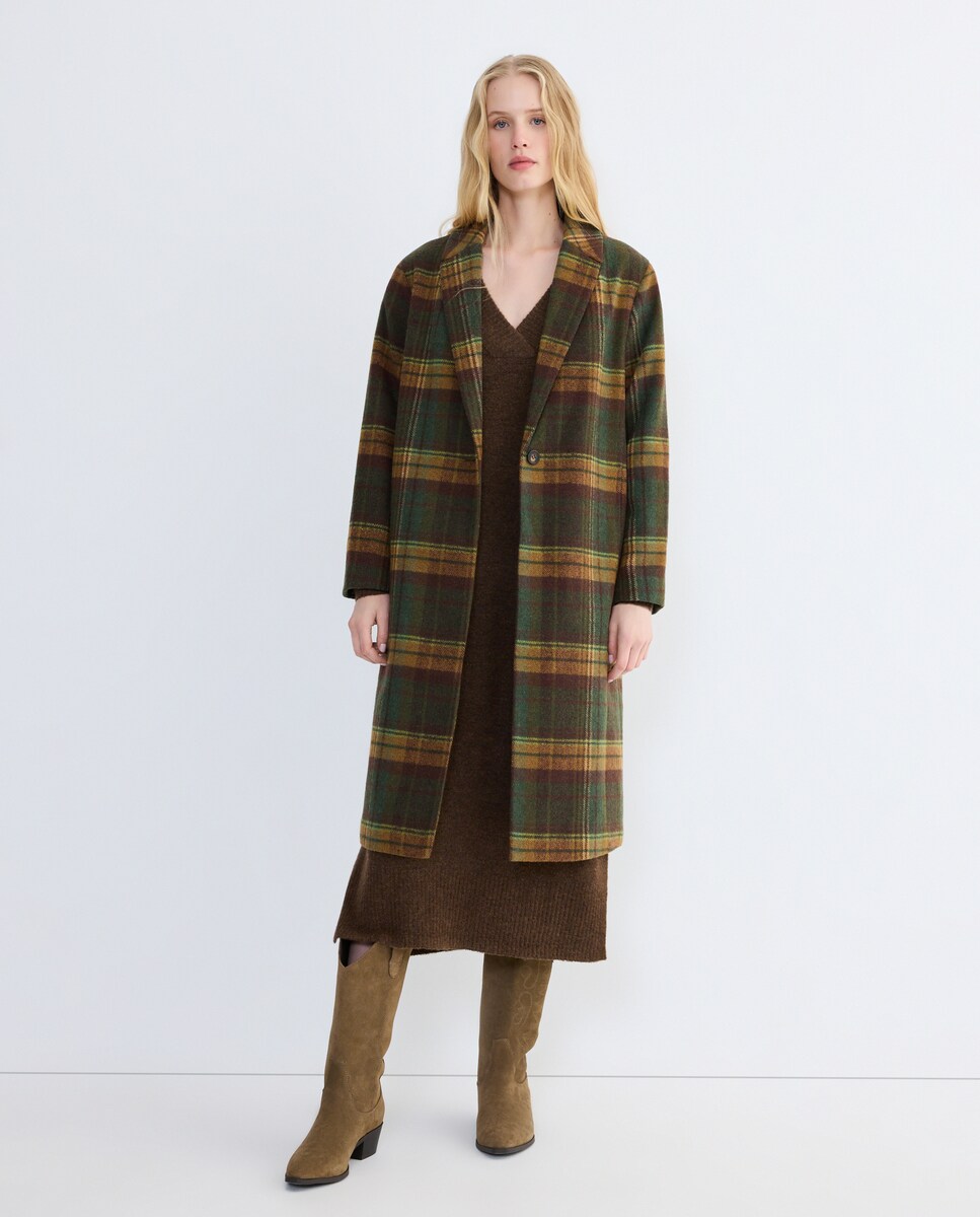 Abrigo de paño de mujer midi Multicolor-1