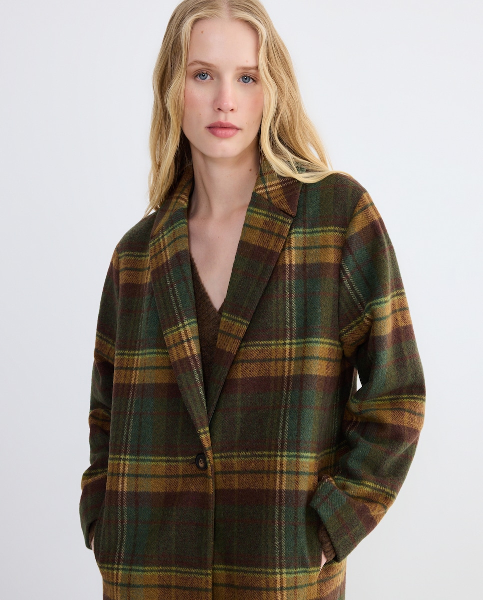 Abrigo de paño de mujer midi Multicolor-3