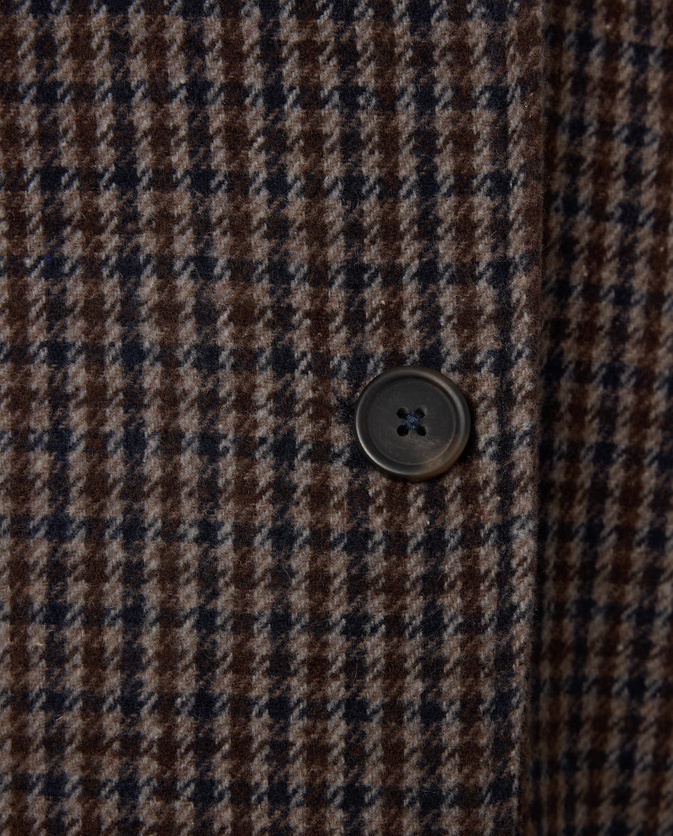 Abrigo de paño de mujer con cuello tipo capa Azul-5