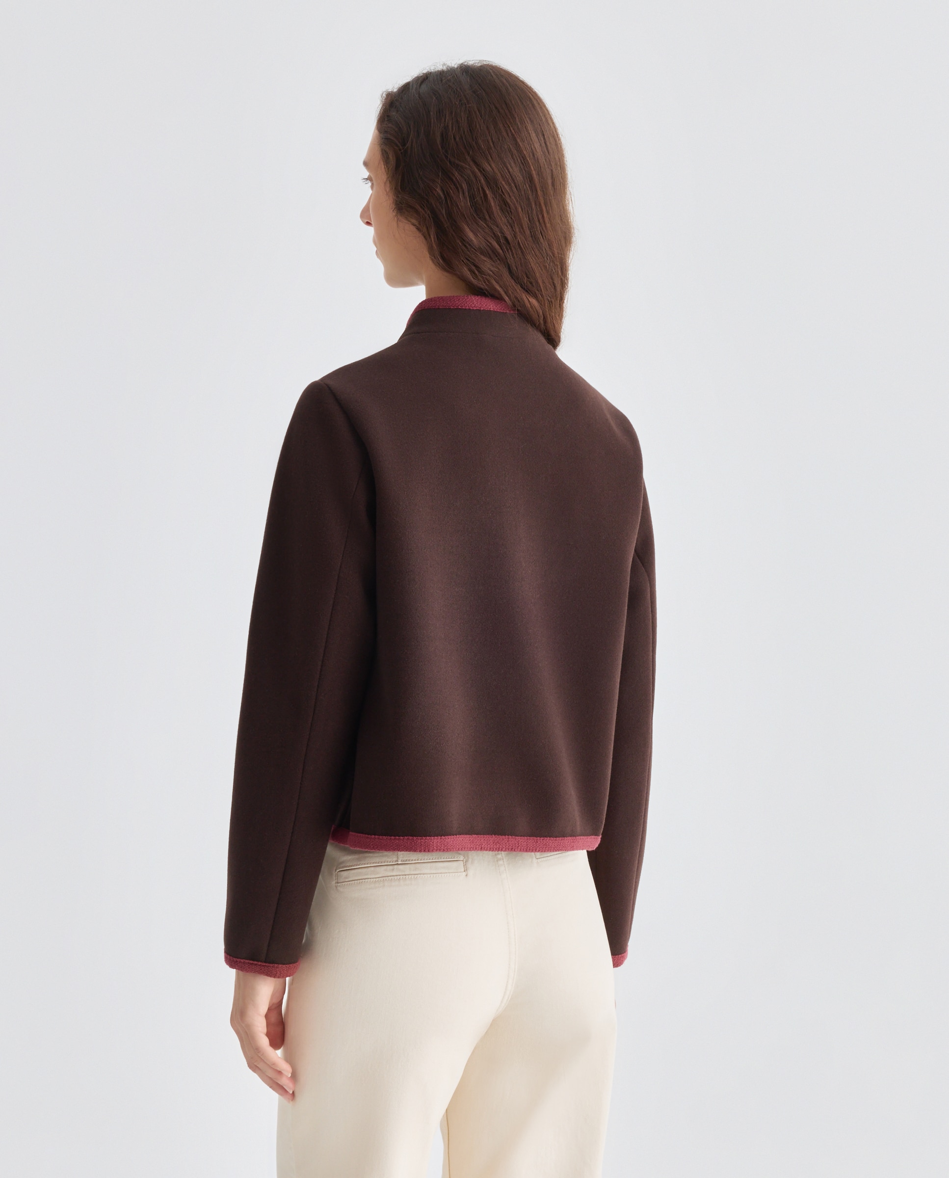 Chaqueta tipo austriaca de mujer ribete contraste Marrón-3