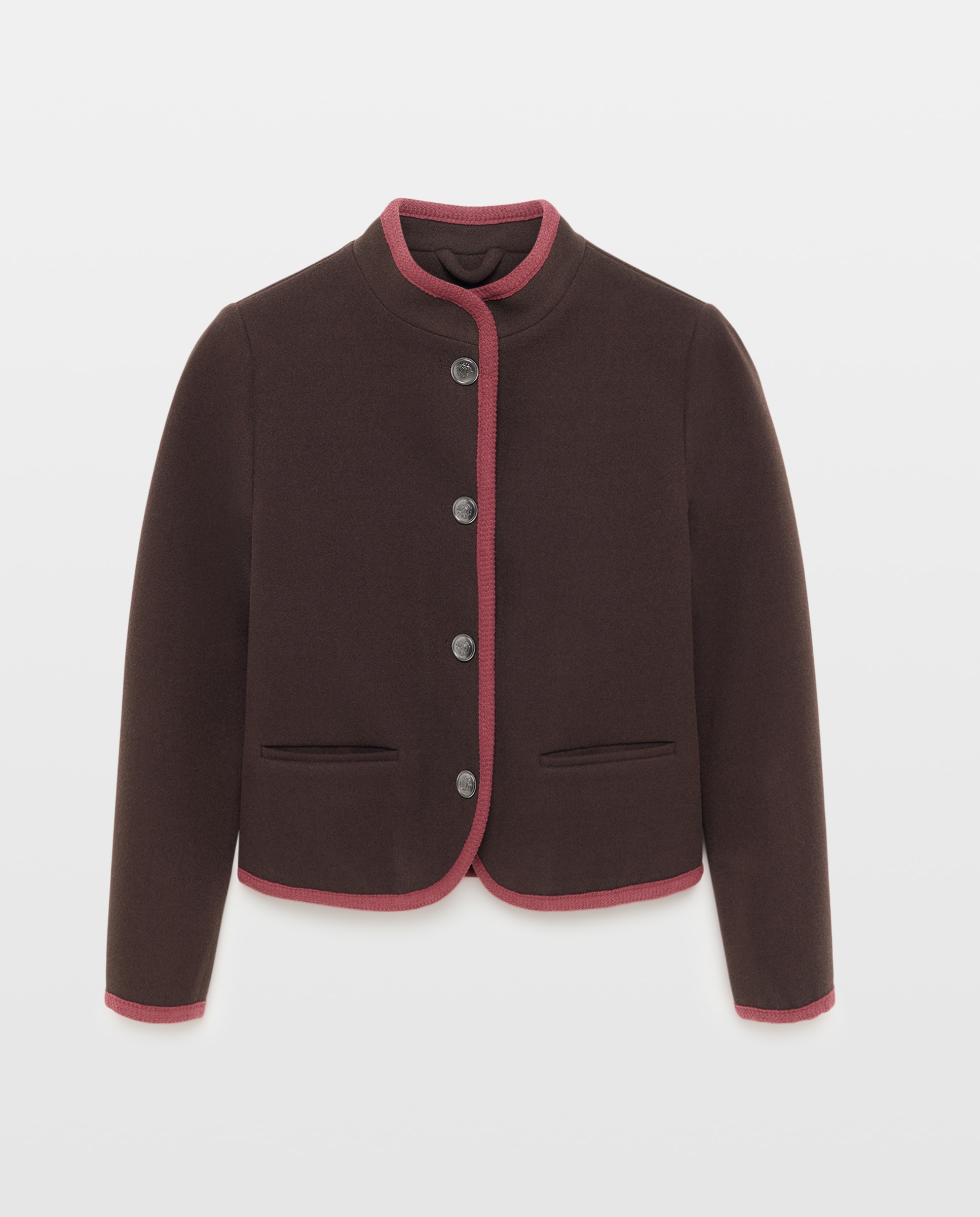Chaqueta tipo austriaca de mujer ribete contraste Marrón-4