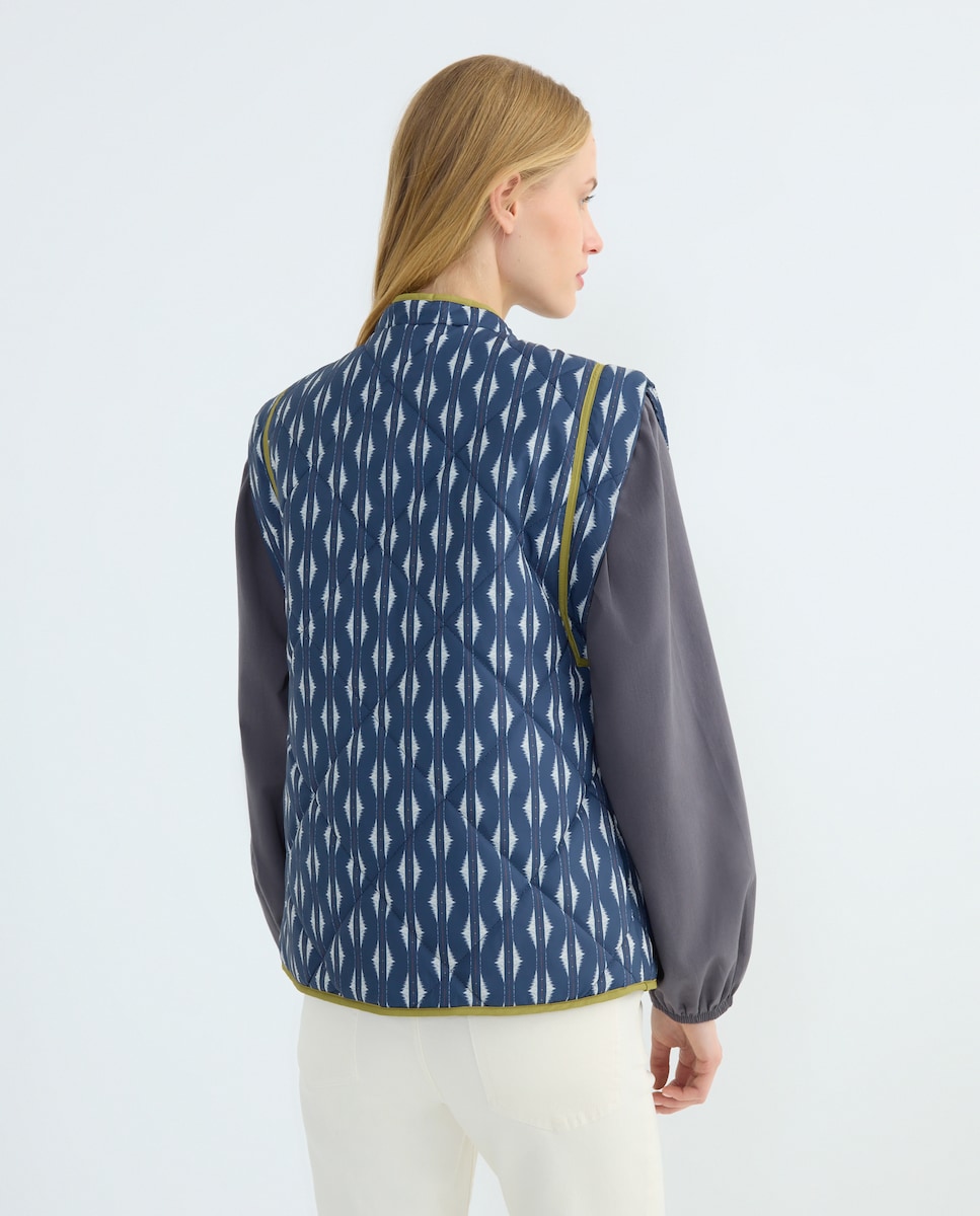 Chaleco de mujer acolchado rombos estampado Azul-2