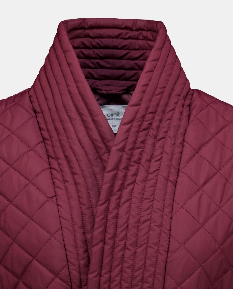 Chaleco de mujer acolchado rombos con cinturón Burdeos-5