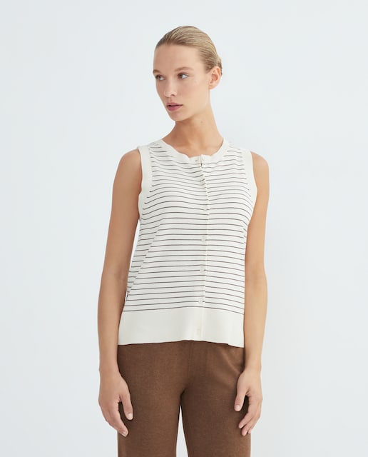 Imagen 0 de Top de mujer de punto abotonado cuello caja