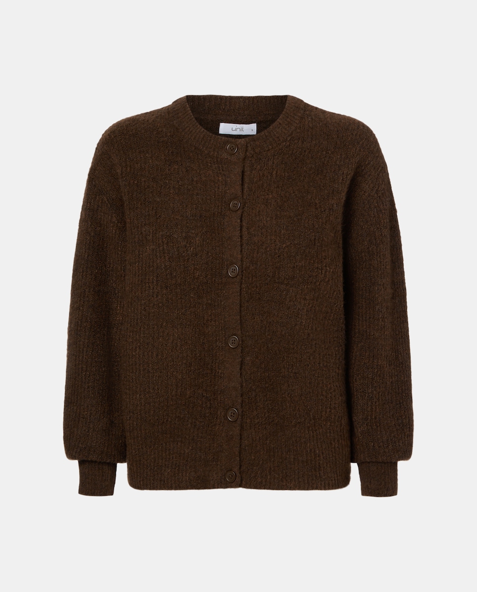 Cárdigan de mujer básico cuello caja Marrón-4