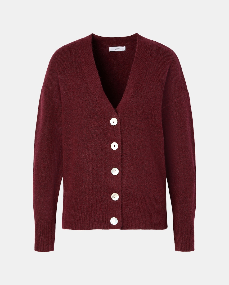 Cardigan de mujer oversize cuello pico Granate-4