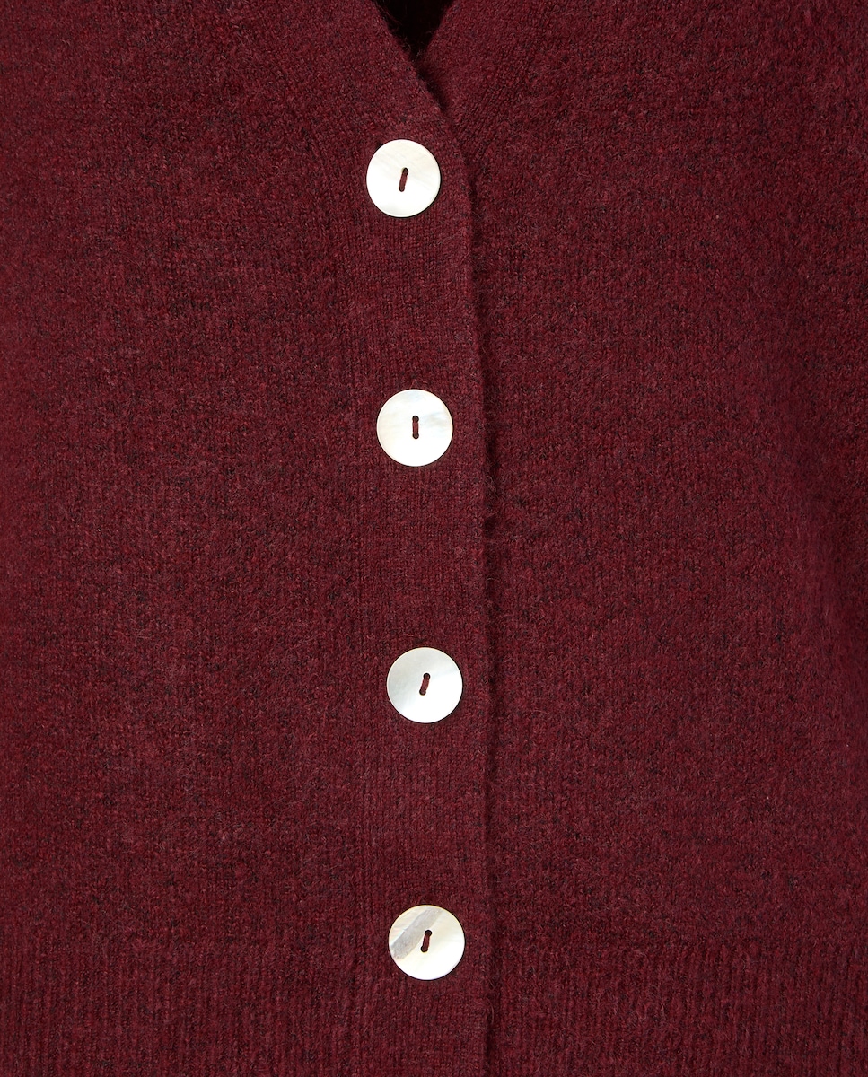 Cardigan de mujer oversize cuello pico Granate-5