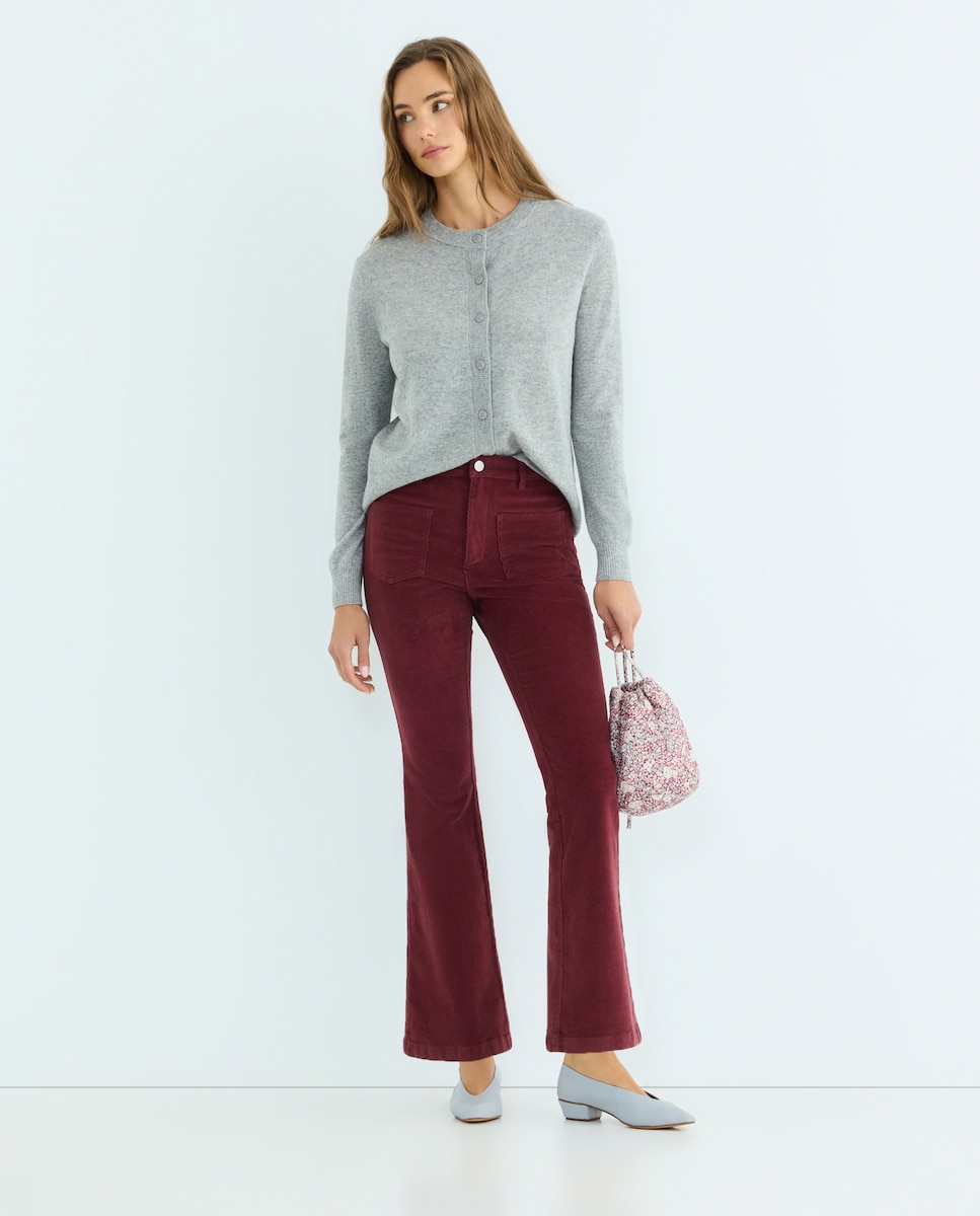 Cardigan de mujer cuello caja 100% lana 820 Gris medio-2