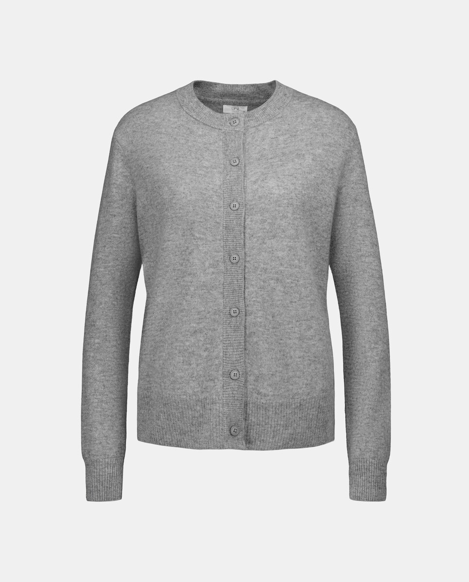 Cardigan de mujer cuello caja 100% lana 820 Gris medio-4