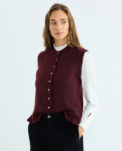 Imagen 0 de Chaleco de mujer de punto cuello caja con volante